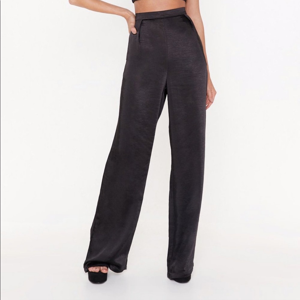 Wide leg satin pants